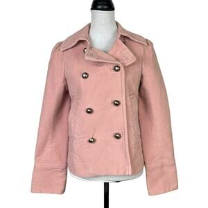 Marc Jacobs Blush Pink 100% Cotton Moleskin Double Breasted Peacoat Coat